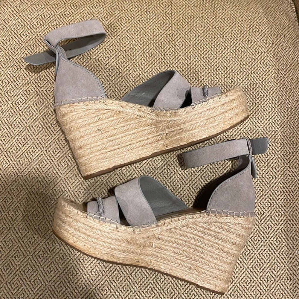 Dolce Vita Gray Suede Espadrille Wedges, 8